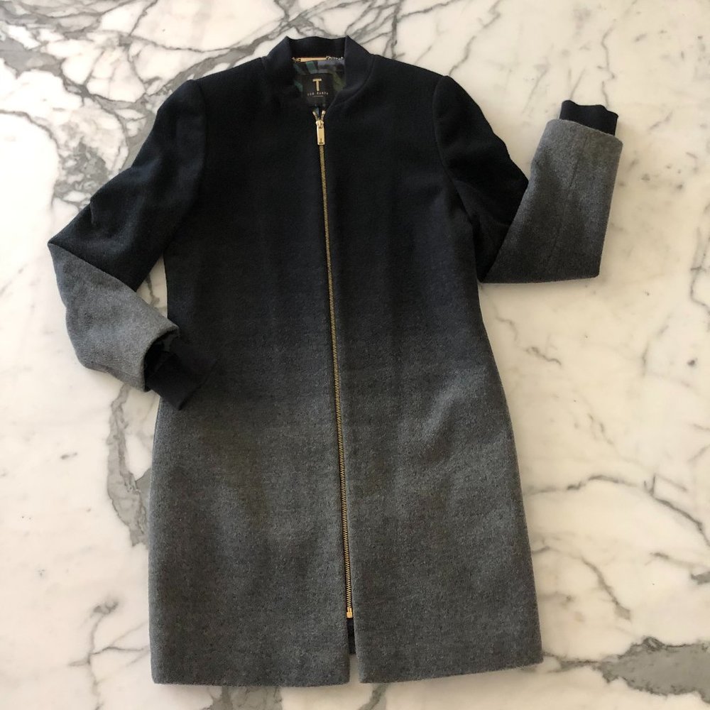 Ted Baker Lalli Ombre wool Car Coat Sz 3 / 10